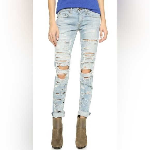 NWT Rag & Bone Dre Slim Fit Boyfriend Distressed Women’s Jeans Size 27 - Picture 1 of 7
